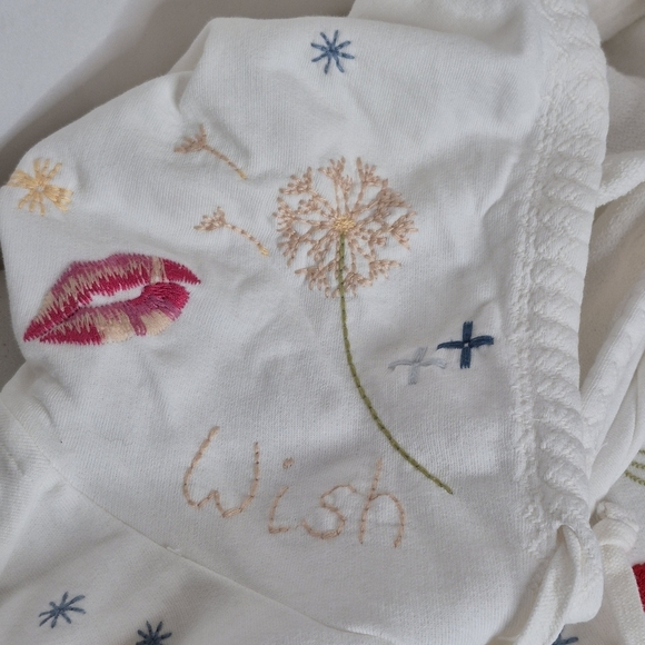 Johnny Was Cleo Short Sleeve Embroidered White French Terry Hoodie - Size S - Picture 12 of 16